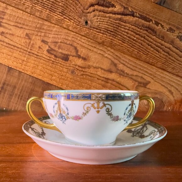 Limoges Elite Rare Two-handle Tea Cup Set - Picture 1 of 6